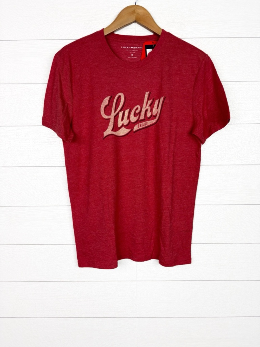 NWT Lucky Brand Red Short Sleeve Graphic T-shirt Crew Medium